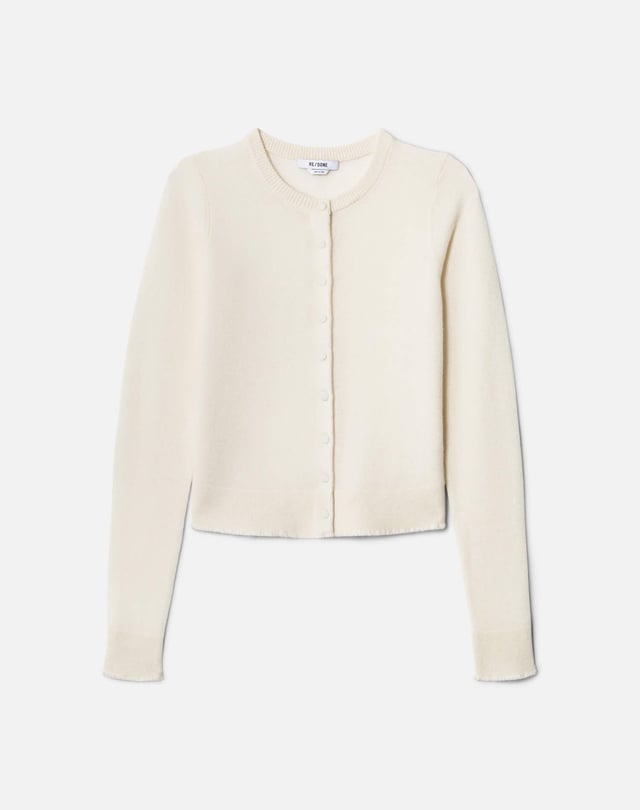 Cashmere Crewneck Cardigan - Ivory