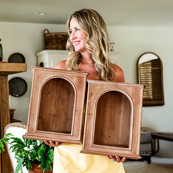 Rustic Heirloom Curio Cabinet, Set of 2