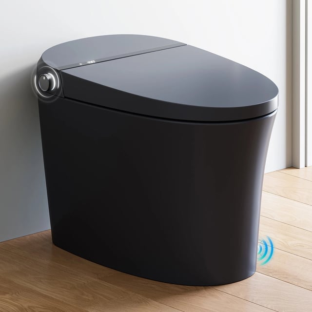 Black Smart Toilet with Bidet Seat For 12 Inch Rough In Model T36