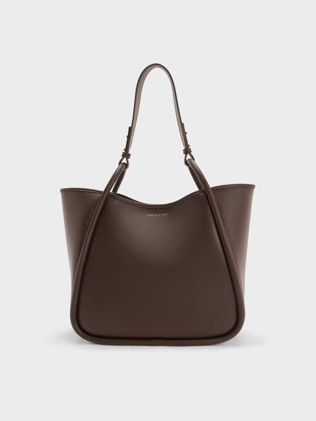 Espresso Brown Lyla Tubular Slouchy Tote Bag | CHARLES & KEITH