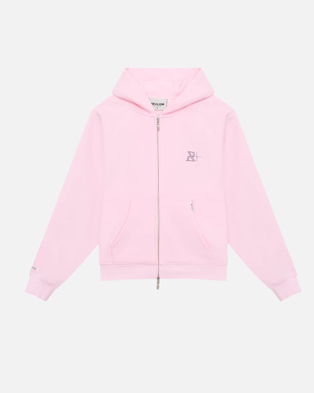 SSS REALISM X DERRIMUT GYM OLD SCHOOL ECHO ZIP HOODIE BABY PINK