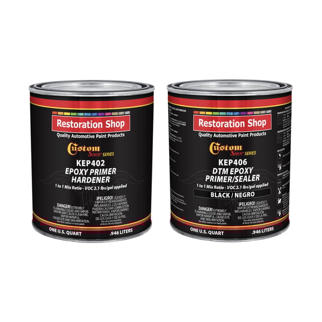 Black Epoxy Primer & Sealer 2.1 VOC (1/2 Gallon Kit) Anti-Corrosive DTM High-Performance Primer for Automotive & Industrial Use - 1 Sprayable Half Gallon