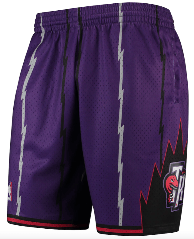 Men's Toronto Raptors Mitchell and Ness Hardwood Classics Purple 1998-99 Swingman Shorts