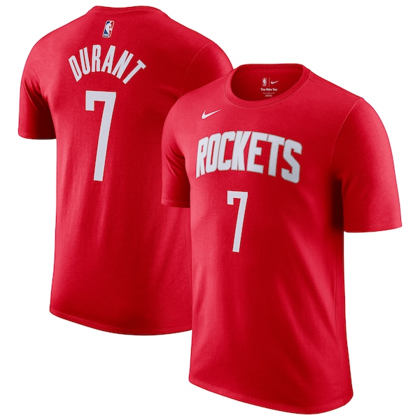 Men's Houston Rockets Kevin Durant Nike Red Icon Edition Name & Number T-Shirt
