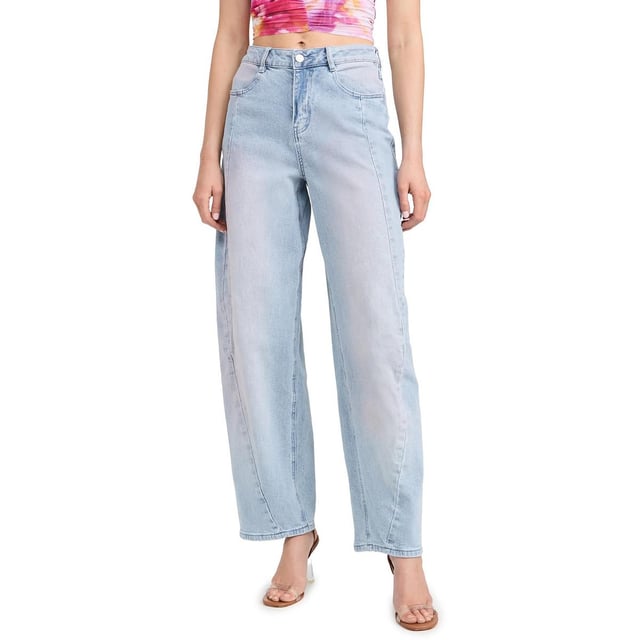 AFRM Womens High Rise Seamed Barrel Jeans High-Waisted Jeans