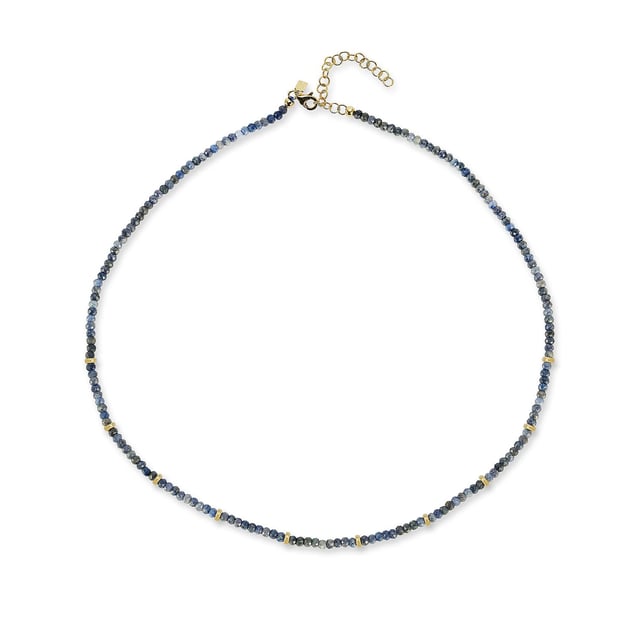 Birthstone Bead Necklace In Blue Sapphire