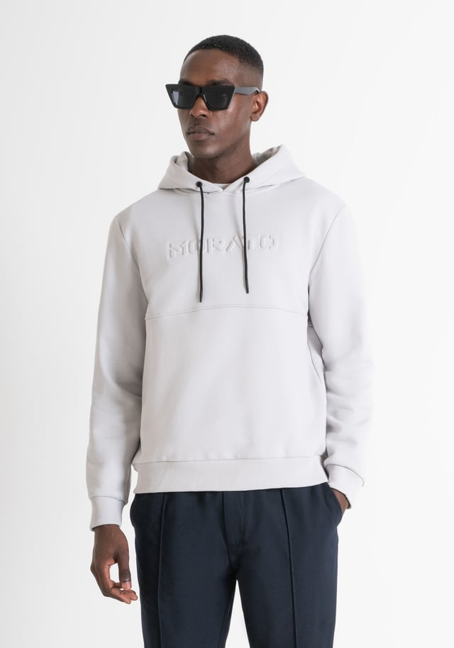 SUDADERA CON CAPUCHA RELAXED FIT DE TEJIDO SOSTENIBLE DE MEZCLA DE ALGODÓN CLARO