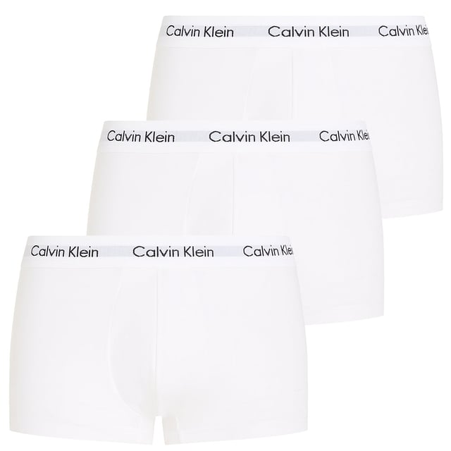 3-Pack Low-Rise Cotton Stretch Boxer Trunks, White