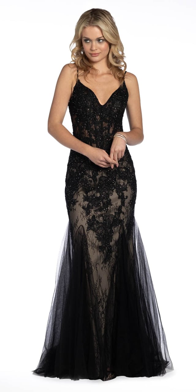 Two Tone Sweetheart Beaded Lace Mermaid Dress with Godets