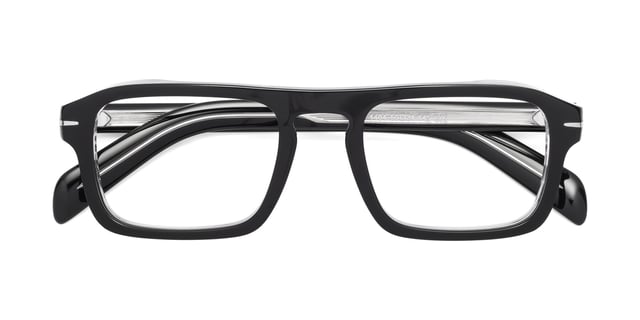 Black / Clear Retro-Vintage Acetate Rectangle Reading Glasses - Evette