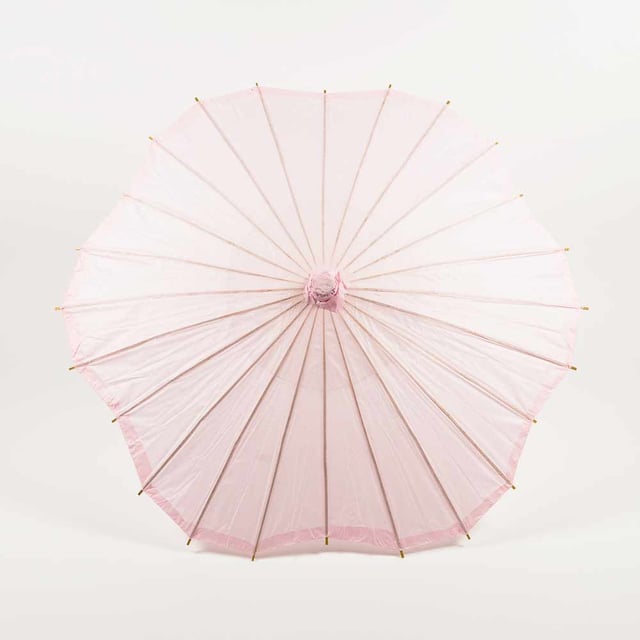 32 Inch Pink Paper Parasol Umbrella, Scallop Blossom Shaped with Elegant Handle