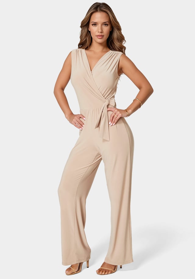 Jersey Wrap Tie Jumpsuit