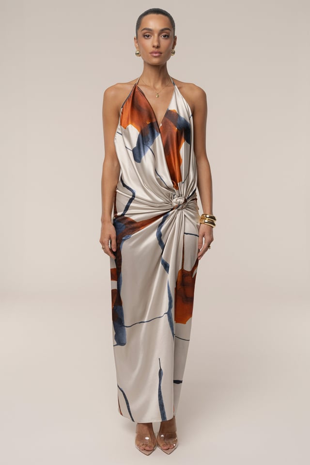 Ivory Malibu Satin Midi Dress