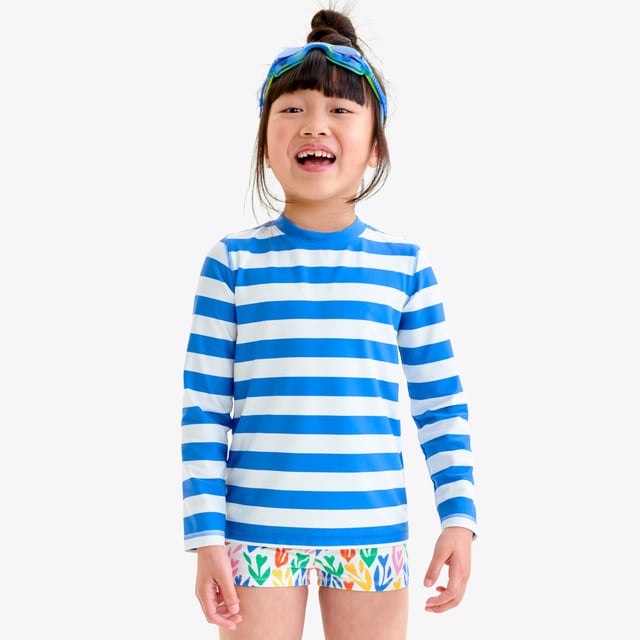 Kids long sleeve rash guard in stripe