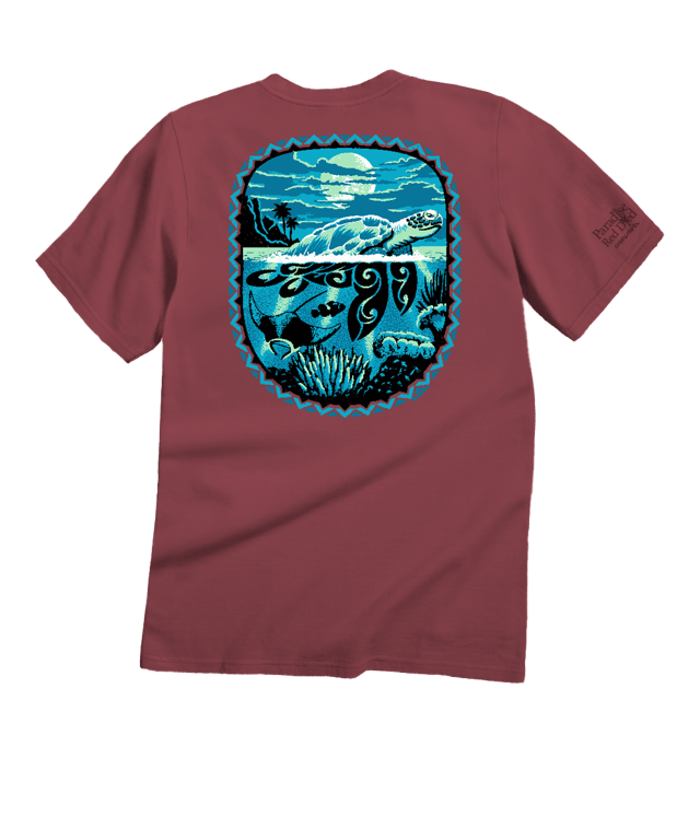 Honu Moon - Paradise Red Dyed Short Sleeve Crewneck T-Shirt