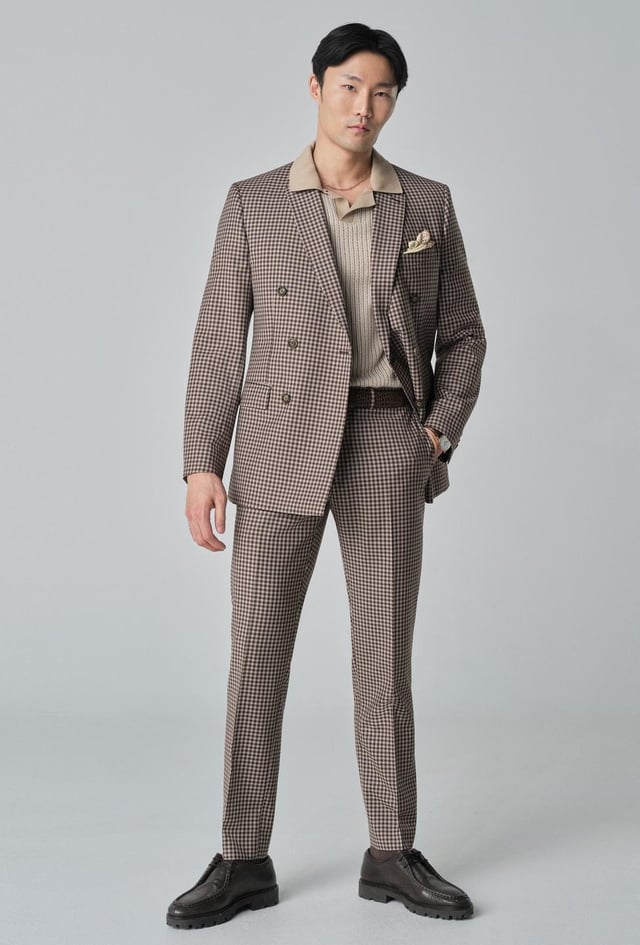 Men's Custom Suits - Quidhampton Check Brown Suit | INDOCHINO