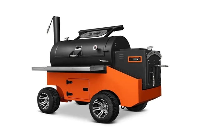 Yoder Smokers Cimarron S Pellet Smoker on a Competition Cart
