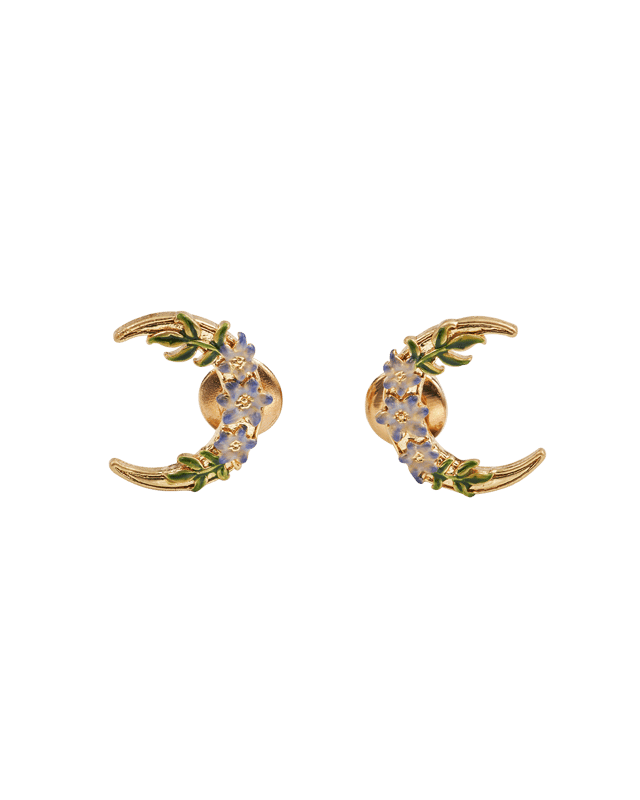 Gold Nightshade Moon Stud Earrings