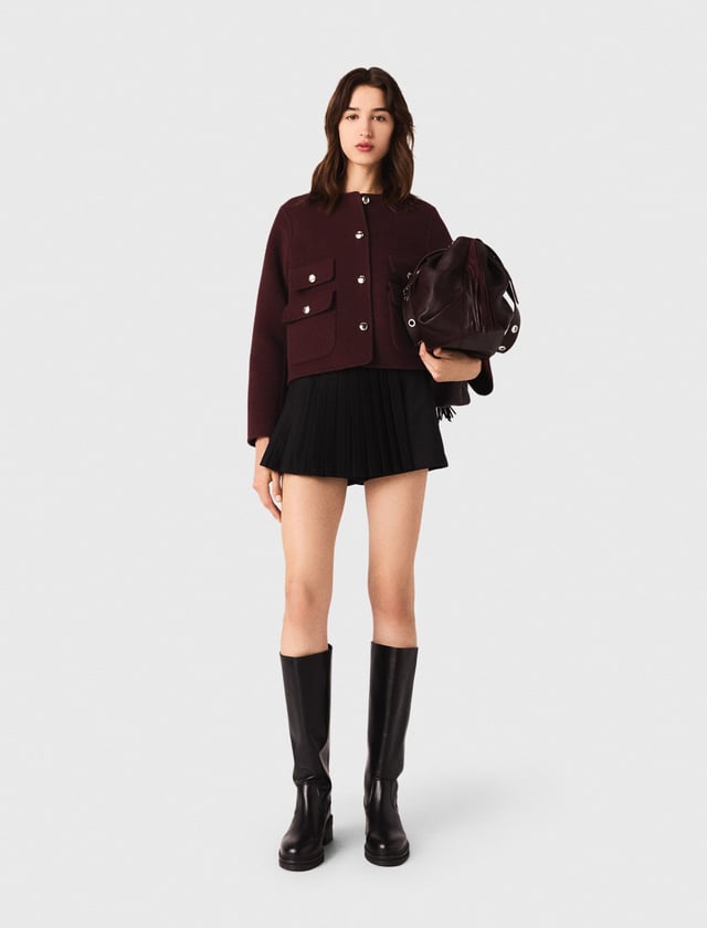 Straight-fit pleated shorts