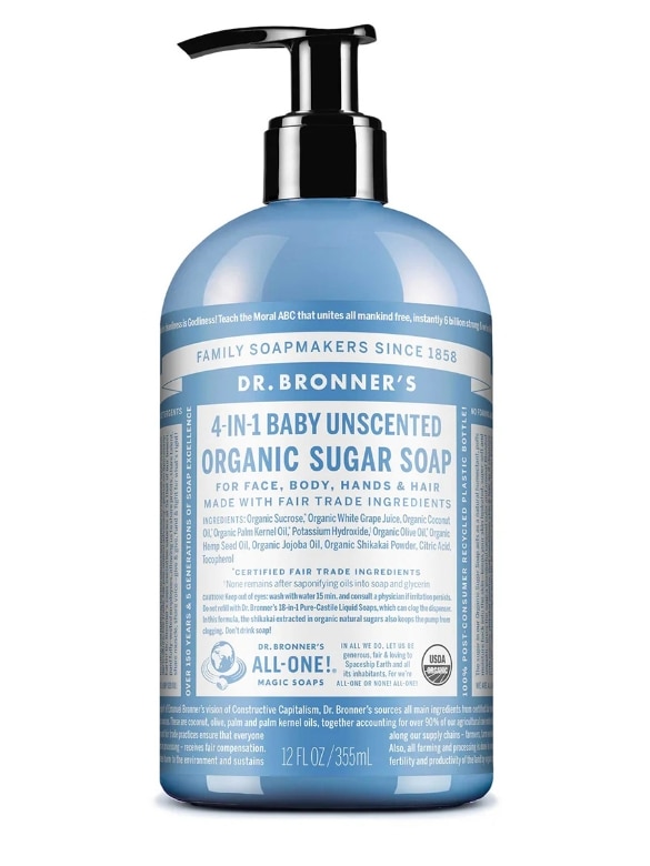 4-in-1 Organic Sugar Liquid Soap - Baby Unscented - 12 fl. oz (355 ml)