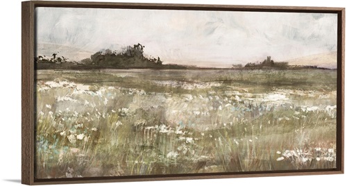 Moody Field Stretched Canvas, Walnut Floating Frame