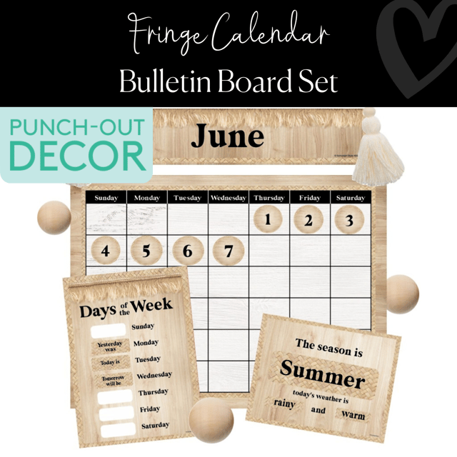 Boho Fringe Calendar Bulletin Board Set