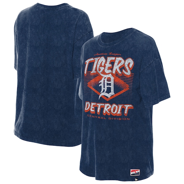 Women's Detroit Tigers  New Era Navy Mineral Wash Oversized T-Shirt