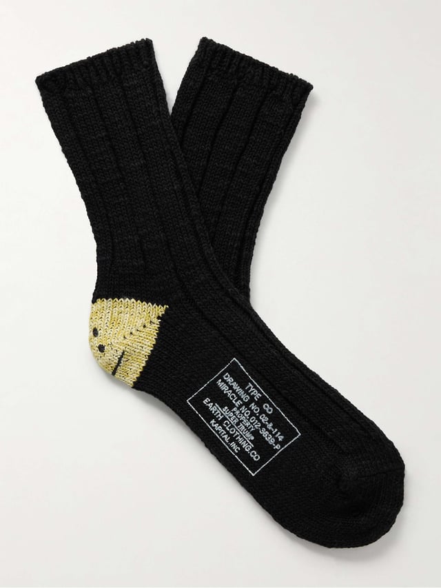 Intarsia-Knit Cotton-Blend Socks