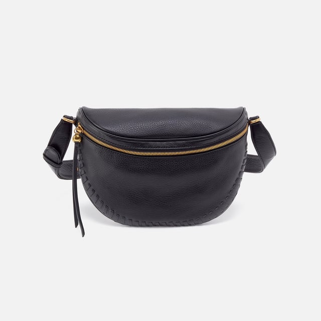 Juno Belt Bag In Pebbled Leather - Black Whipstitch