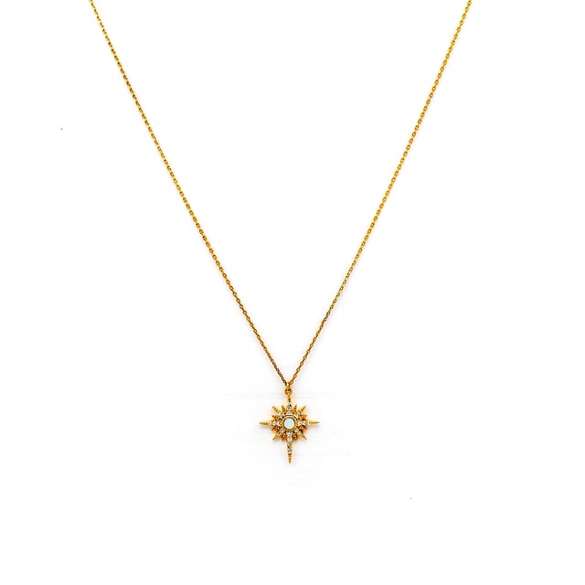 Gold Starburst with Opal Stone Center