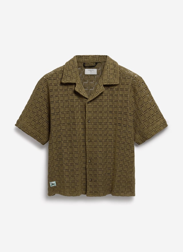 Palermo Crochet Cuban Shirt | Cotton | Olive Green