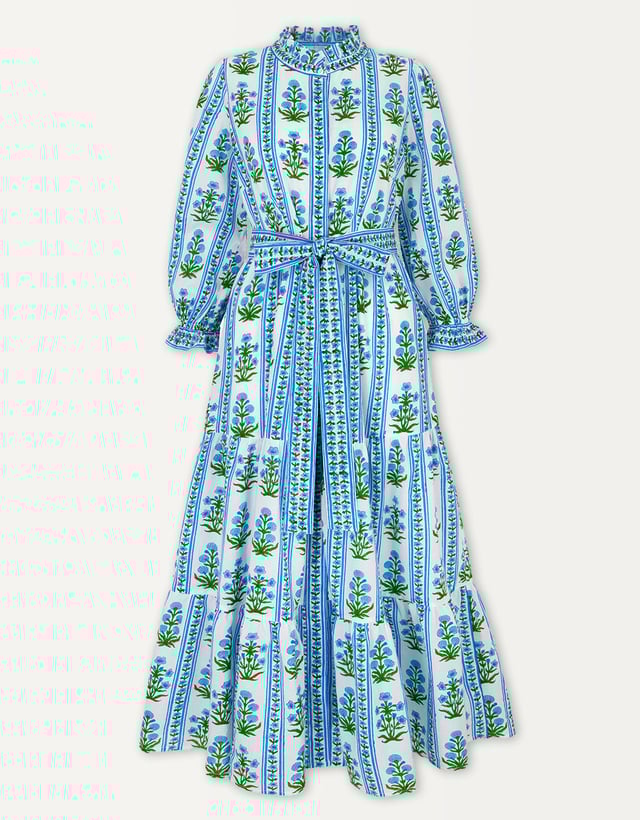 Indigo Border Tilly Dress