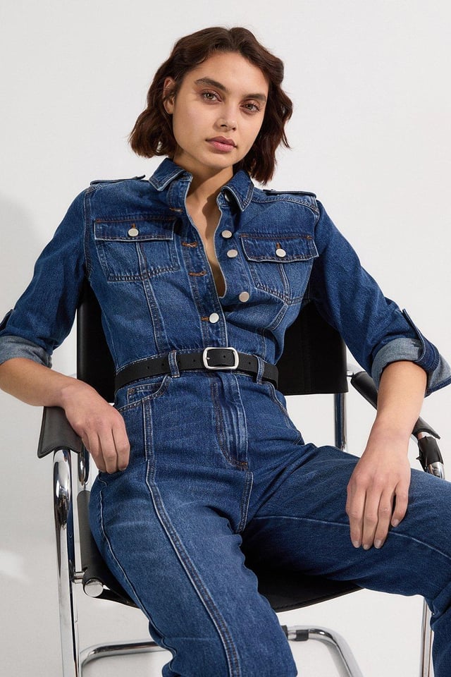 Petite Denim Boiler Jumpsuit | Karen Millen