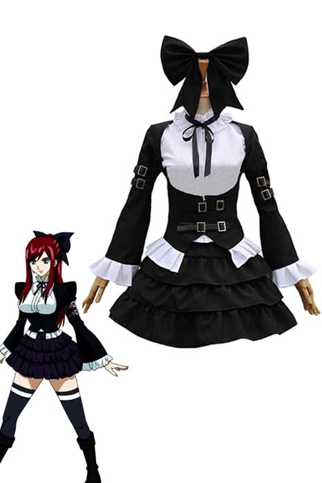 Fairy Tail Erza Scarlet Cosplay Costume Black Suit