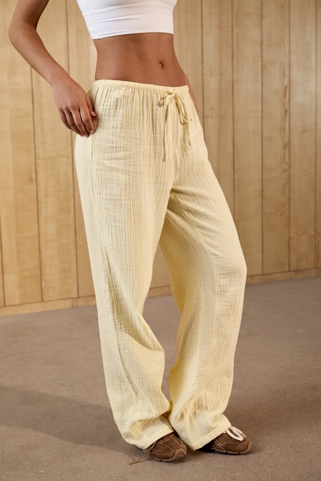 Cotton Drawstring Pants - Butter Yellow