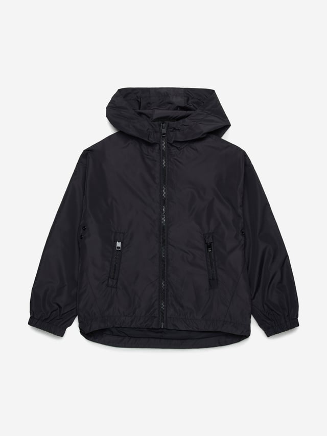 Boys Oval D Hooded Windbreaker in Black