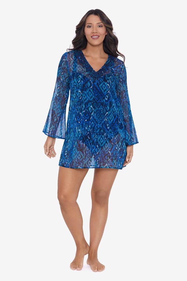 Ruffle Surplice Long Torso One Piece Swimsuit Jungle Boogie