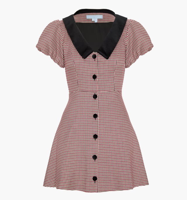 The Samantha Dress - Burgundy Holmes Houndstooth
