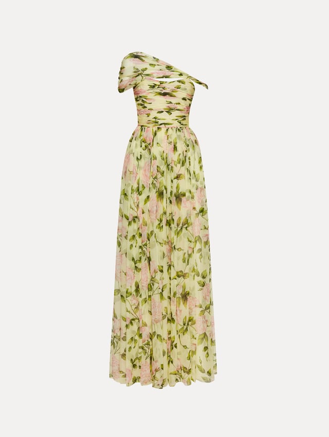 English Rose Silk Chiffon Gown
