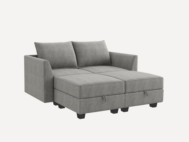 HONBAY 4-Piece Polyester Modular Sleeper Sectional Sofa With Storage Seat
