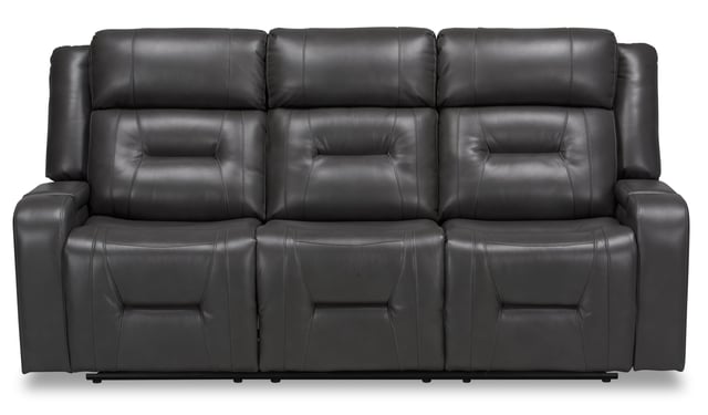 Ryker 82.5" Faux Leather Reclining Sofa with Storage Arms - Grey | Sofa inclinable Ryker de 82,5 po en similicuir avec accoudoirs de rangement - gris