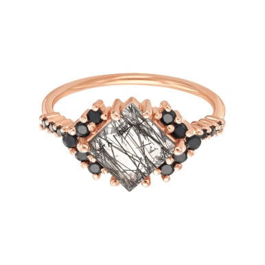 La Kaiser Ariel Shield 14K Rose Gold Plated Rutilated Quartz & Spinel Ring