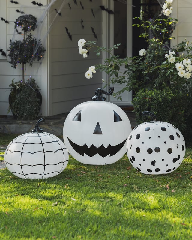 Light Up Inflatable Halloween Pumpkin Black & White (3 Pack)