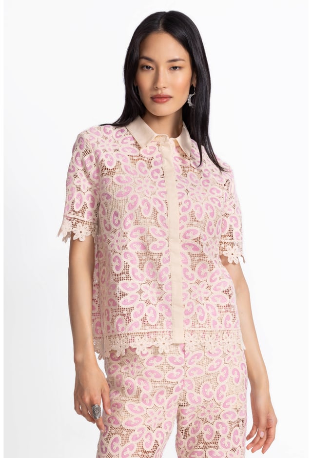 BILLIE LACE BUTTON DOWN SHIRT