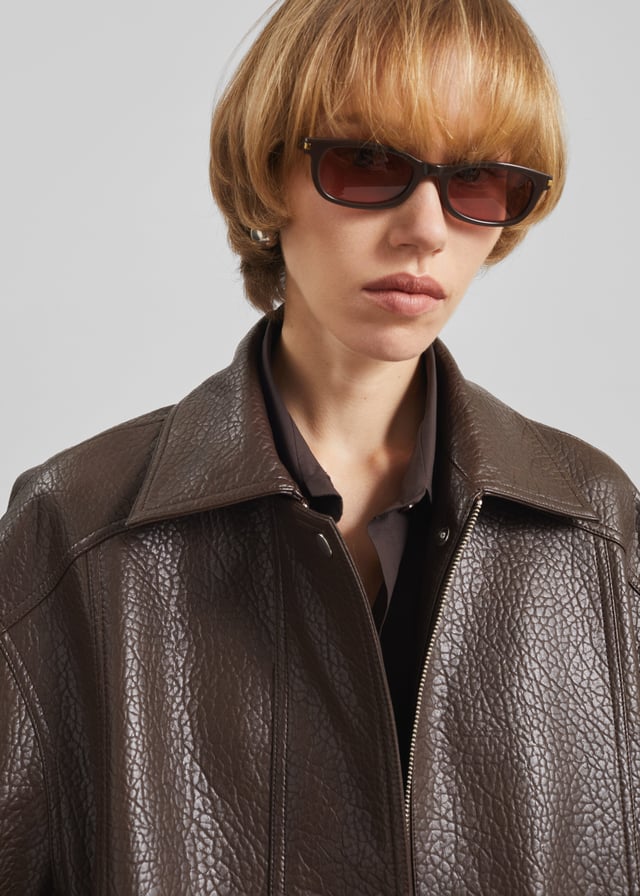 Prescott Grained Faux Leather Jacket - Brown