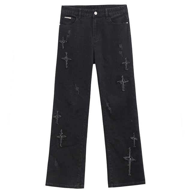 ICONSLAB Textured Spike Denim Jeans
