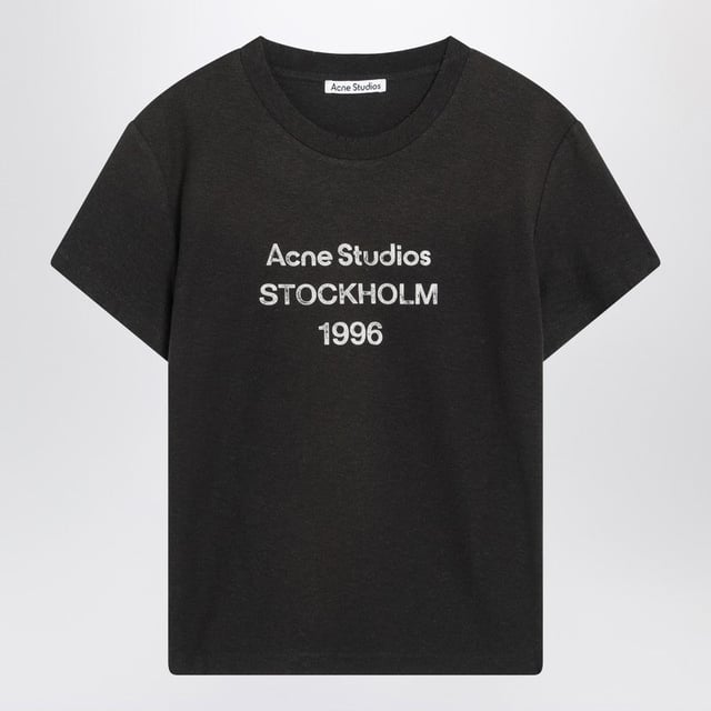 Acne Studios Faded Black Cotton T-Shirt With Logo Women
