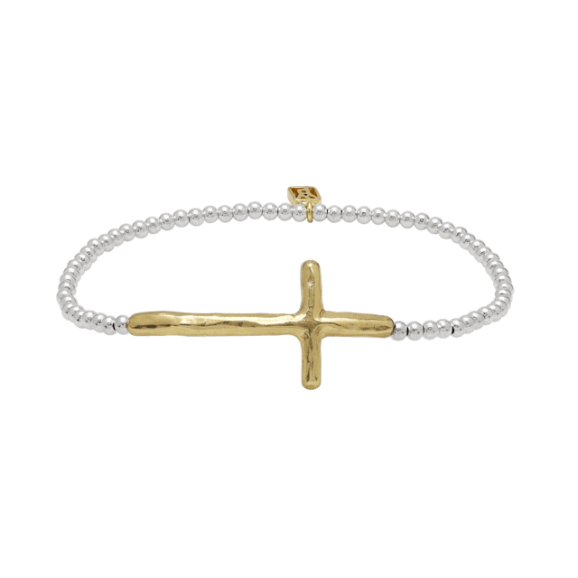 Faith Cross Mini Ball Stretch Bracelet
