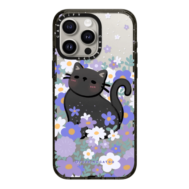 Impact iPhone 15 Pro Max Case MagSafe Compatible - Cat in Flowers by Purringcatco