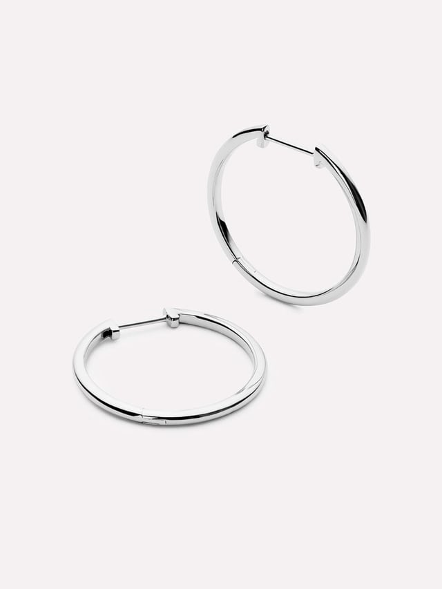 Medium Slim Endless Hoops - Lo Medium Silver | Ana Luisa Jewelry